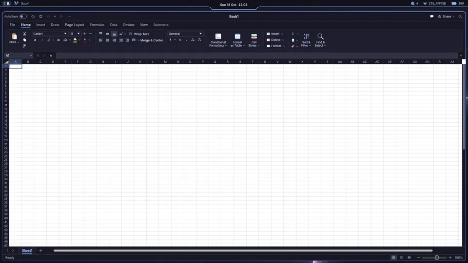 VSheet, Vyntaris Office's spreadsheet, with an empty workbook open.